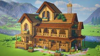 Minecraft Large Wooden House Tutorial  Survival House Design