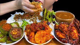 MUKBANG EATINGSPICY PRAWN CURRY FRIED THAI EGGPLANTS SPICY MUSSELS CURRY