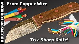 Knife made from COPPER WIRE - Its SHARP - Aluminum bronze with forged edge