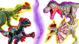 GIANT T-Rex VS I-REX Vs Indoraptor Giganotosaurus  Jurassic Park Jurassic World Dominion & More