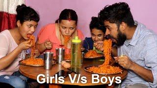 Girls Vs Boys 2pm Spicy hot Noddles Challenge Who Win ? Himesh Megha Official