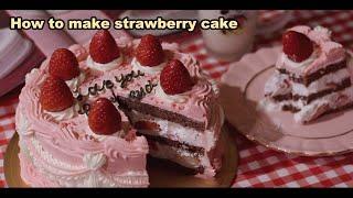 Old Movie ver. 딸기케이크 만들기 how to make strawberry cake
