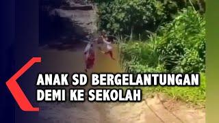 Viral Video Anak SD Bergelantungan Seberangi Sungai Begini Faktanya