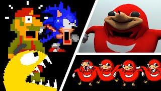 Uganda Knuckles vs Pacman Sonic and Super Mario