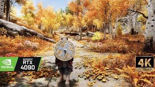 4K60 Skyrim Ultra Modded RTX 4090  Next Gen looking gameplay  Reshade RTGI - 1400+ MODS