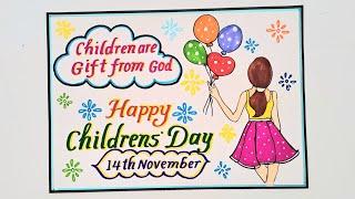 Childrens Day Drawing Step By StepHappy Childrens Day Poster DrawingHow to Draw Childrens day