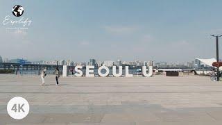 Walking in sunny day in Yeoido Han River Park Seoul South Korea 4K  Yeoido Yeongdeungpo-gu