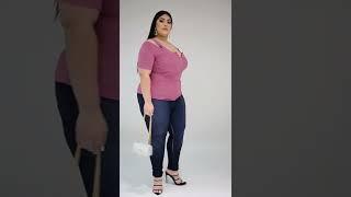 Plus size Fashion Model  Cold Shoulder Top Curvy Women Model