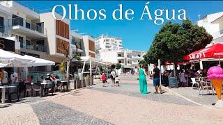Olhos De Agua walk See the town beach shops & restaurants Albufeira Portugal 4K