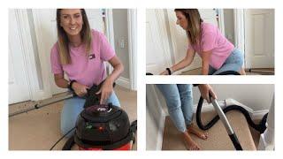 Vacuuming With Henry - Vacuuming The Stairs and Carpet Edges - Crevice Tool Lots of Little Beads
