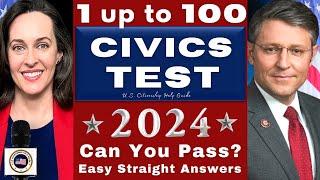 1 to 100 Civics Test 2024 Challenge with Easy Direct Answers US Citizenship Ciudadania Americana