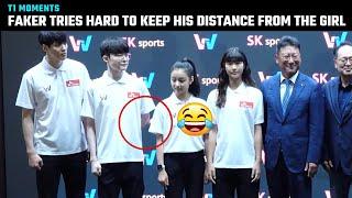 Faker tries hard to keep his distance from the girl  ASIAD 2023  T1 cute moments