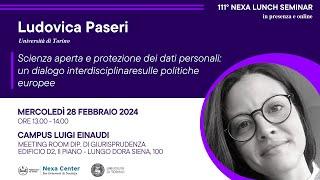 111° Nexa Lunch Seminar - Scienza aperta e protezione dei dati personali