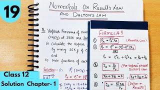 Important Numericals On Raoults Law Daltons Law Solution Chapter-1 Class12 Chemistry #neet #cbse