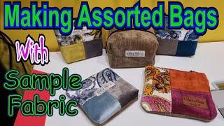 Making an assortment of bags and pouches using swatch fabric samples