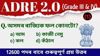 ADRE 2.0 Grade 3 & 4 model Questions Assam Direct Recruitment exam 2024 Question
