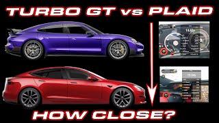 1019 HP Taycan Turbo GT vs 1020 HP Tesla Model S Plaid 0-60 MPH 14 Mie 12 Mile Comparison