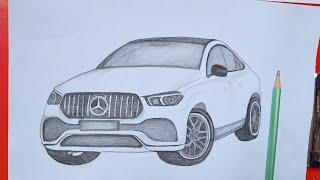 MERCEDES - BENZ car drawing  Easy Mercedes Car Drawing Video  Car Drawing Tutorial video #car