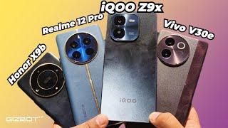 iQOO Z9x vs Realme 12 Pro vs Vivo V30e vs Honor X9b  Battery & Performance Test