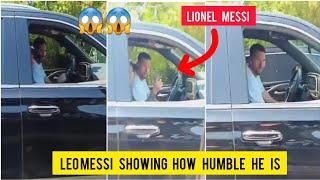   Lionel Messi signs fans jersey although it was heavy traffic showing how humble he is