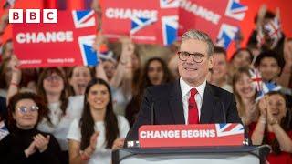 Keir Starmer reacts after Labour wins UK General Election - BBC