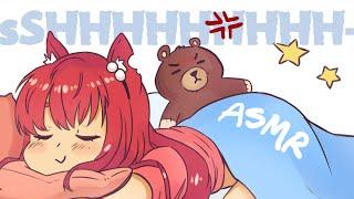 Bear Wants to BLEEPING Sleep  ASMR clock tick tock drip drip crickets owl headpats story