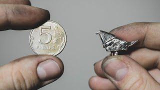 Folded Coin Into Pretty Bird Pin - On My Balcony