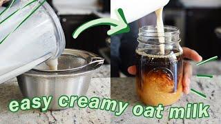 How to Make Creamy Oat Milk From Home not slimy - easy DIY oat milk recipe  veggieonpennies