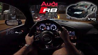 Night Drive POV in an Audi R8 V10 in Miami - Audi R8 V10 POV Drive 4K *HARD PULLS AND LAUNCHES*