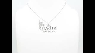 Necklace w Small Filigree Colorful Heart Pendant White Enamel 925 Sterling Silver w Rhodium Bath