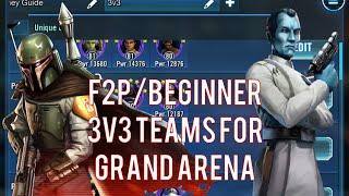 SWGoH Free to Play Beginner 3v3 Teams for Grand Arena F2P