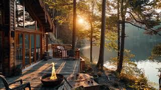Spending Time in Spring Morning in Cozy Cabin Porch with Nature Ambience and Relaxing Sounds Forest