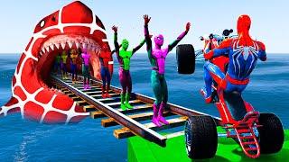GTA V Epic New Stunt Race For Car Racing Challenge by Quad Bike Cars and Motorcycle Spider Shark