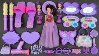 5 minutes satisfying unboxing with modern cute purple barbie doll makeup set  Review toys  ASMR