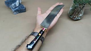 Golden handmade knife. Pchak. Pichak with masters tamga