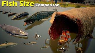 Size Comparison  Fish size   mammal  Sea Creature  fictional  bloop whale  Mosasaurus