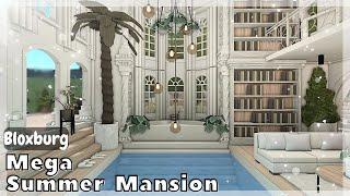 BLOXBURG Mega Summer Mansion Speedbuild interior + full tour Roblox House Build