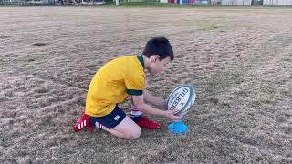 Rugby Goal kicking challenge 10 year old vs my Dad