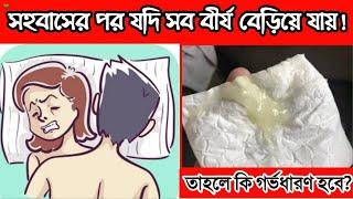 সহবাসের পর যদি সব বীর্য বেড়িয়ে যায় তাহলে কি গর্ভধারণ হবে?গর্ভধারণ করতে চাইলে মিলনের সময় কি করতে হবে