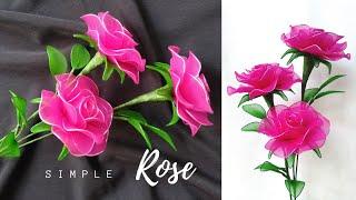 How to Make Nylon Stocking Flowers Rose  Simple Rose for Beginners  Tutorial Bunga Stoking Mawar