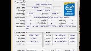 Intel Celeron Processor N3050 - Specs CPU-Z