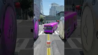 Mix color buses vs 3 Bollards #shorts #beamngdrive #bus