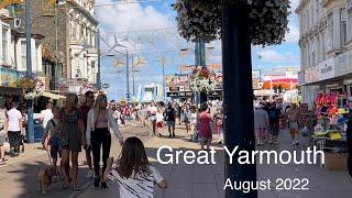 Great Yarmouth England 󠁧󠁢󠁥󠁮󠁧󠁿 beach and town centre walk Saturday 27082022