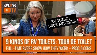 9 KINDS OF RV TOILETS TOUR DE TOILET WITH FULL TIME RVERS SHOWING HOW THEY WORK + PROS & CONS