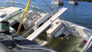 Sunken Boat Recovery 43ft Cruiser in 150ft deep water