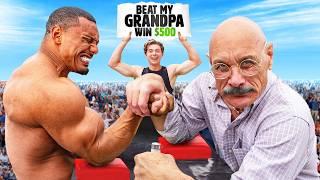 Beat My Grandpa at Arm Wrestling Win $500 Part 2