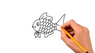 cara menggambar ikan  draw fish