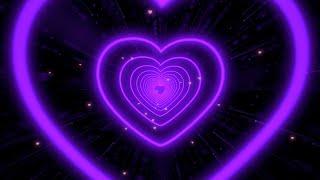Beautiful Purple Heart Background Neon Lights Love Heart Tunnel Loop 2 Hours