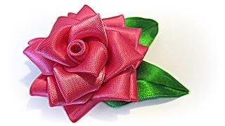 Como hacer una Rosa de cinta. Ribbon rose.