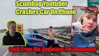 Scumbag Youtuber Crashes $200000 Car While Streaming Begs Viewers For Donations For New Car